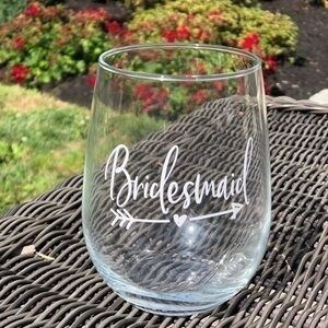 Bridesmaid stemless wine glass gift